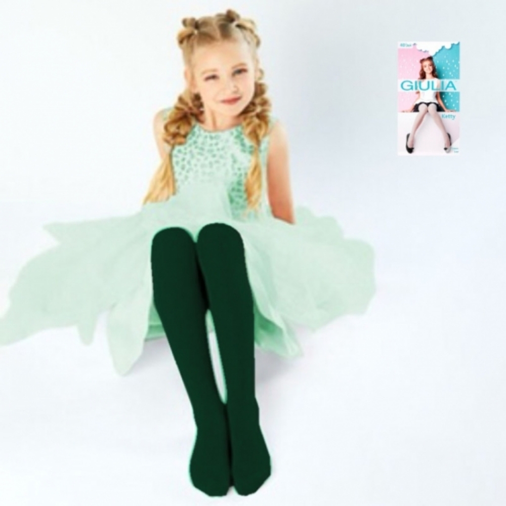 Giulia Kids Scottish Girls Dark Green Tights